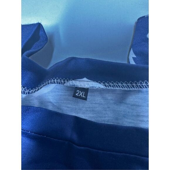 Women Round Neck Anchor Print Short Sleeve T-Shirt Blue White Size 2XL - Picture 7 of 9